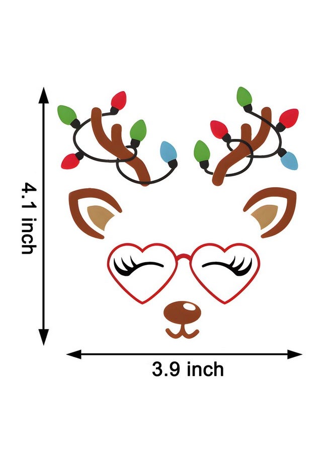 Finduat - 18 Pcs Christmas Reindeer Face Stickers For Christmas Ornaments, Vinyl Decals Diy Craft Art Stickers For Christmas Ball/Water Bottles/Wine Glass, For Home Christmas Window Sticker Party Decorations - Image 1