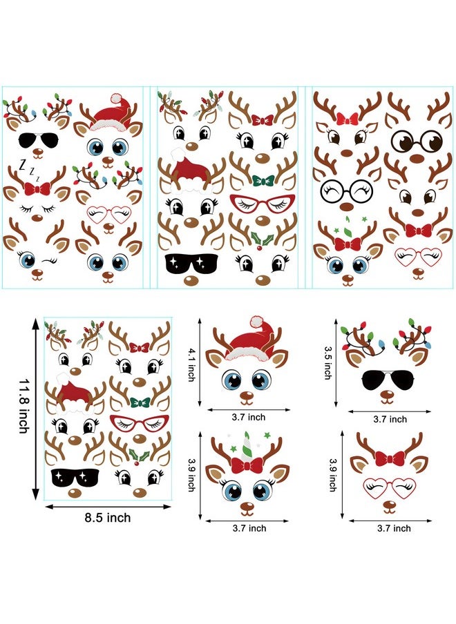 Finduat - 18 Pcs Christmas Reindeer Face Stickers For Christmas Ornaments, Vinyl Decals Diy Craft Art Stickers For Christmas Ball/Water Bottles/Wine Glass, For Home Christmas Window Sticker Party Decorations - Image 1