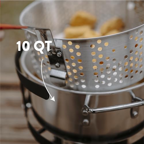 GasOne Gas One Propane Deep Fryer with 10Qt Deep Fryer Pot – High Grade Strainer Basket Aluminum Pot for Fish Fry Chicken Wings, Seafood Pot – Propane Burners for Outdoor Cooking Include Thermometer - Image 3