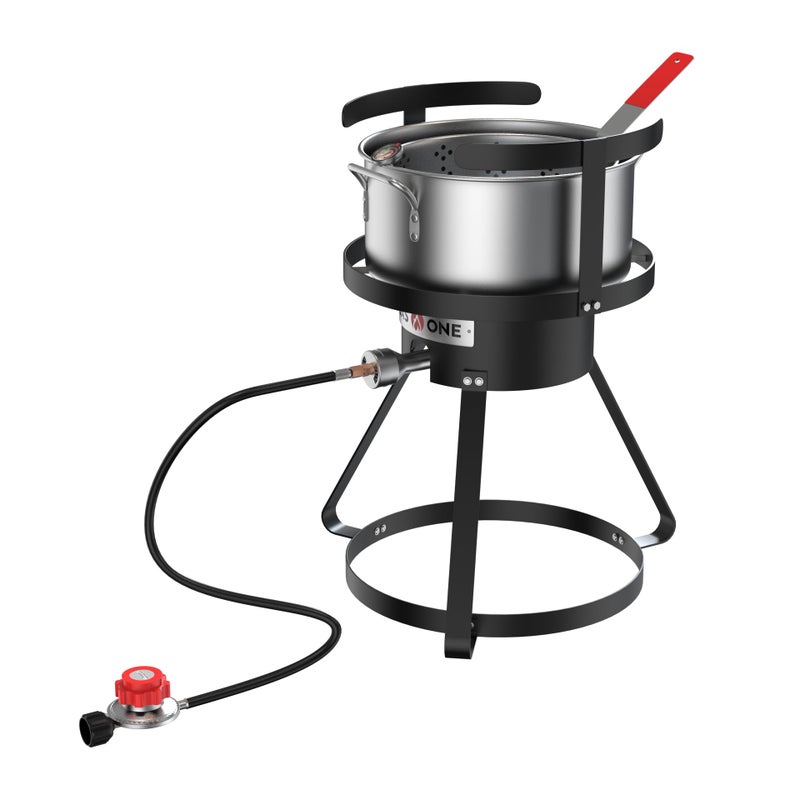 GasOne Gas One Propane Deep Fryer with 10Qt Deep Fryer Pot – High Grade Strainer Basket Aluminum Pot for Fish Fry Chicken Wings, Seafood Pot – Propane Burners for Outdoor Cooking Include Thermometer - Image 5