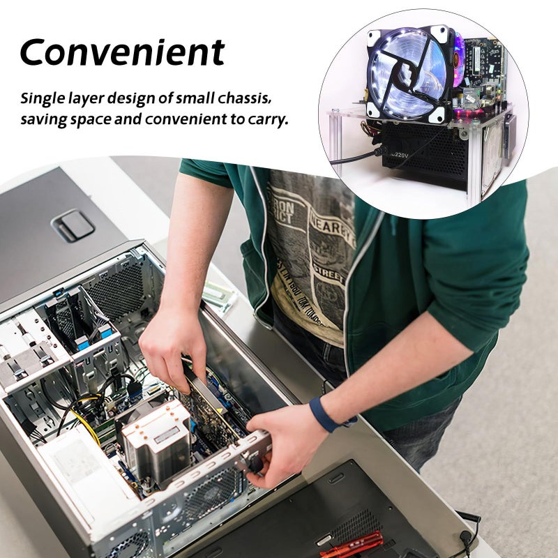 صينية رف حاسوب مفتوحة شفافة لوحات أم ITX وMicro ATX إطار مدمج مع تصميم سهل الوصول للاختبارات والصيانة اليدوية - Image 5