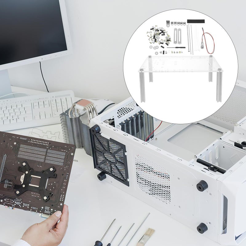 صينية رف حاسوب مفتوحة شفافة لوحات أم ITX وMicro ATX إطار مدمج مع تصميم سهل الوصول للاختبارات والصيانة اليدوية - Image 4