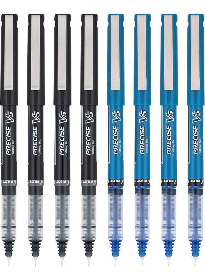 بايلوت أقلام كرة دوارة فاخرة V5 من Precise، أحبار سوداء وزرقاء ذات نقاط دقيقة للغاية، عدد 8 16411 - Image 1