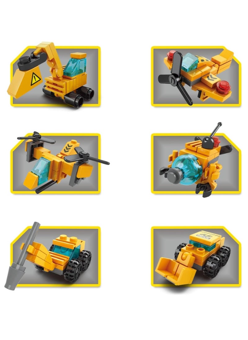 6 in 1 Toddler Urban Rescue Series Aerial Construction Vehicles for Boys Aged 4+ Children's Gift Creative Aerial Construction Vehicles Toys 142 Pieces - Compatible with Other Building Block Toys  - Image 3