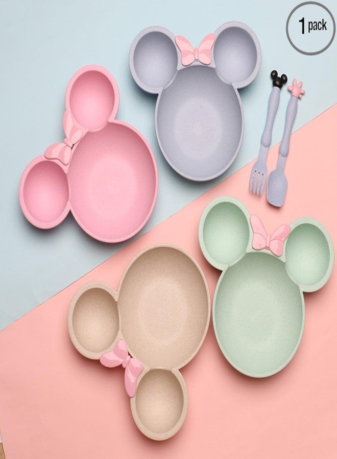 Upkaranwale Fibre Dinner Set, Bowl for Kids, Eco Friendly Cutlery, Plates for Kids Return Gifts, Kids Pocket Utensil Set, Kids Lunch Plate Set, Set of 1 Bowl,1 Spoon and 1 Fork (Multicolor) - Image 2