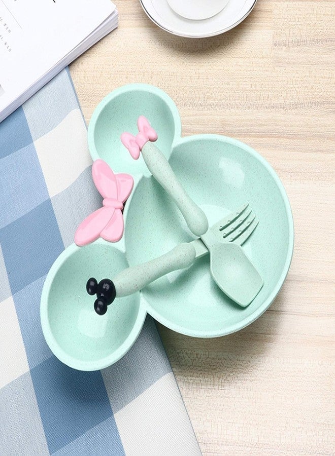 Upkaranwale Fibre Dinner Set, Bowl for Kids, Eco Friendly Cutlery, Plates for Kids Return Gifts, Kids Pocket Utensil Set, Kids Lunch Plate Set, Set of 1 Bowl,1 Spoon and 1 Fork (Multicolor) - Image 1