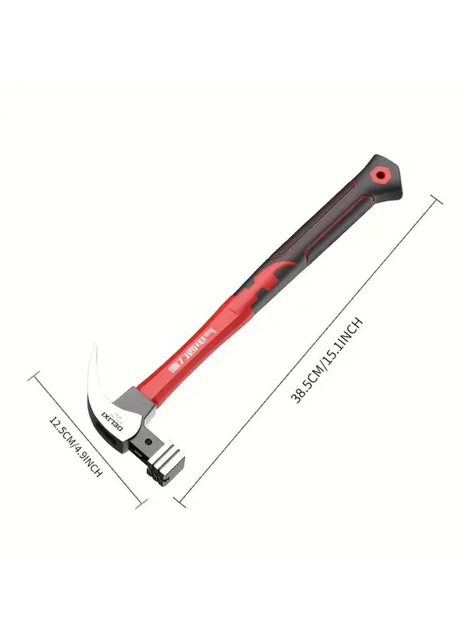 Delixi Claw Hammer 13OZ Red Black Steel Woodworking Tool - Image 3