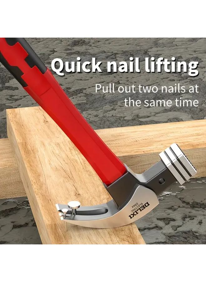 Delixi Claw Hammer 13OZ Red Black Steel Woodworking Tool - Image 4