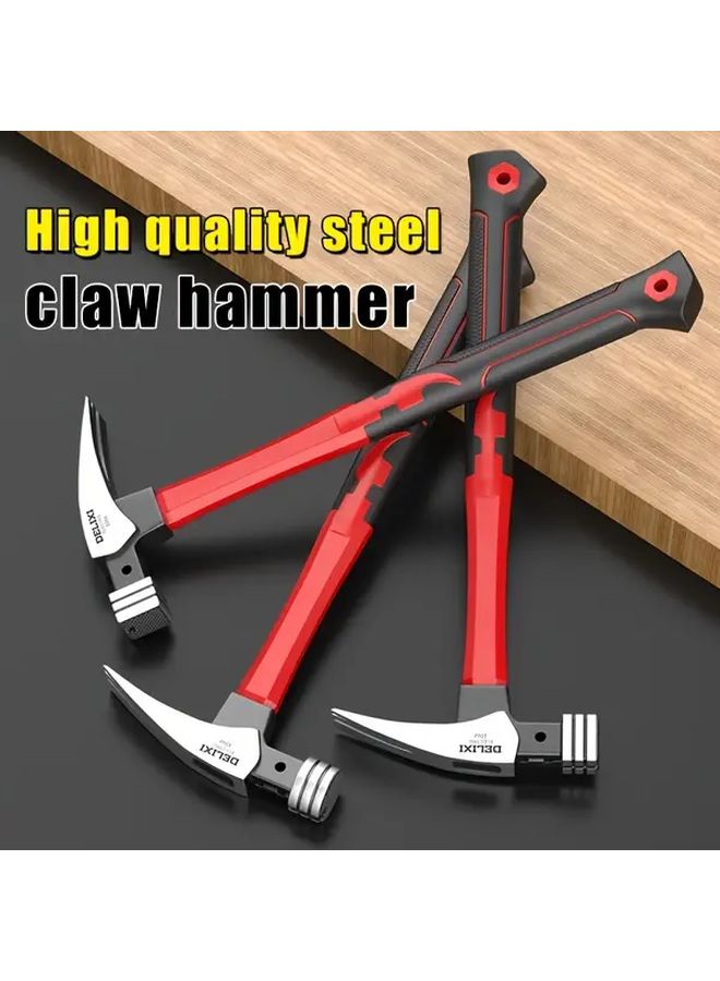 Delixi Claw Hammer 13OZ Red Black Steel Woodworking Tool - Image 2