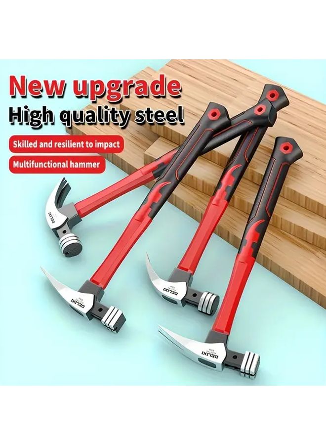 Delixi Claw Hammer 13OZ Red Black Steel Woodworking Tool - Image 5