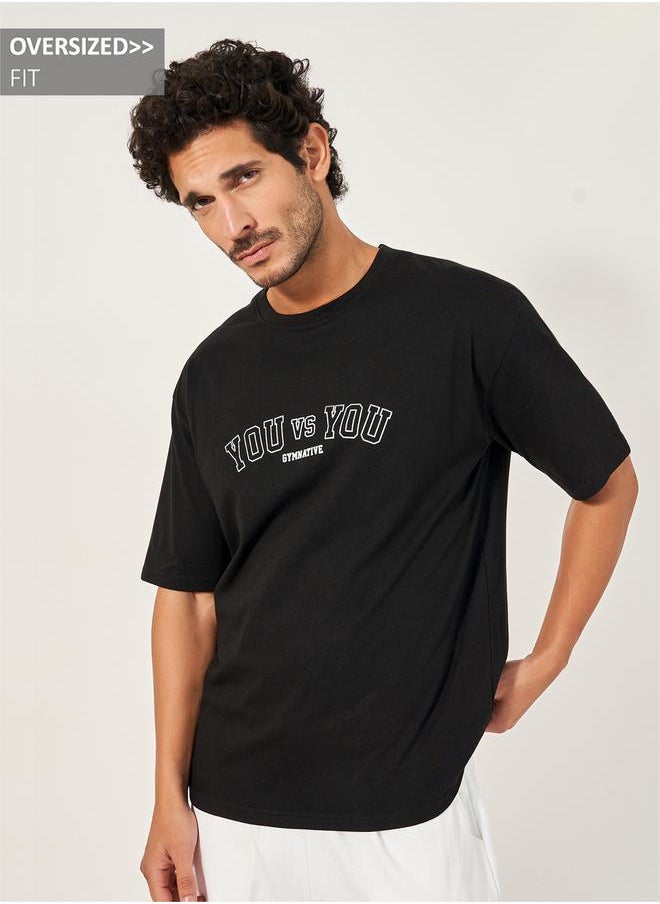 Styli Oversized Varsity Slogan Training T-Shirt  - Image 1