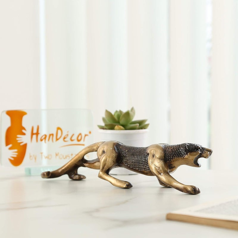 Two Moustaches Luxurious Premium Jaguar Collectible Brass Designer Showpiece Decorative Items for Home Living Room Showpieces Miniature Decor Items Interior Decoration Standard Pack of 1 - Image 4
