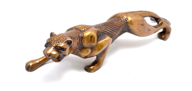 Two Moustaches Luxurious Premium Jaguar Collectible Brass Designer Showpiece Decorative Items for Home Living Room Showpieces Miniature Decor Items Interior Decoration Standard Pack of 1 - Image 1