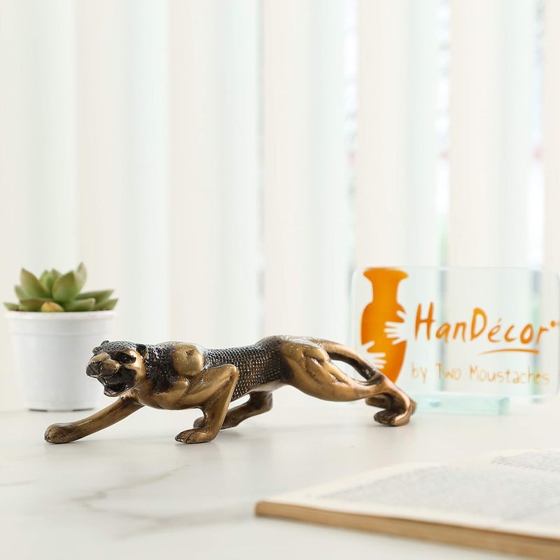 Two Moustaches Luxurious Premium Jaguar Collectible Brass Designer Showpiece Decorative Items for Home Living Room Showpieces Miniature Decor Items Interior Decoration Standard Pack of 1 - Image 3