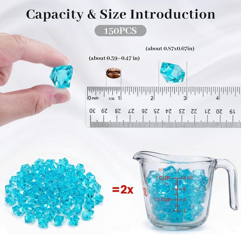 DomeStar 150PCS Light Blue Fake Ice Rocks Vase Fillers, Aquarium Gravels Small Stones for Fish Tanks Decorations Home Table Scatter - Image 2