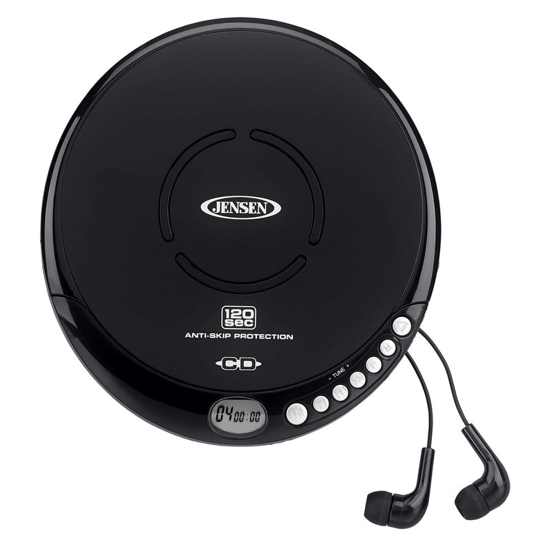 Jensen Portable CD-120 Portable Personal CD Player Compact 120 SEC Anti-Skip CD Player â€“ Lightweight & Shockproof Music Disc Player & FM Radio Pro Sport-Earbuds for Kids & Adults (Black) - Image 2
