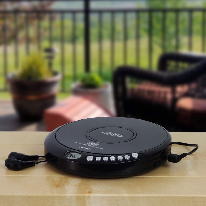 Jensen Portable CD-120 Portable Personal CD Player Compact 120 SEC Anti-Skip CD Player â€“ Lightweight & Shockproof Music Disc Player & FM Radio Pro Sport-Earbuds for Kids & Adults (Black) - Image 3