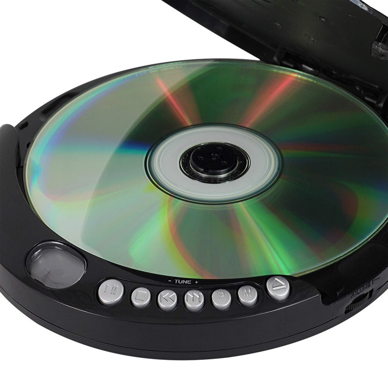 Jensen Portable CD-120 Portable Personal CD Player Compact 120 SEC Anti-Skip CD Player â€“ Lightweight & Shockproof Music Disc Player & FM Radio Pro Sport-Earbuds for Kids & Adults (Black) - Image 5