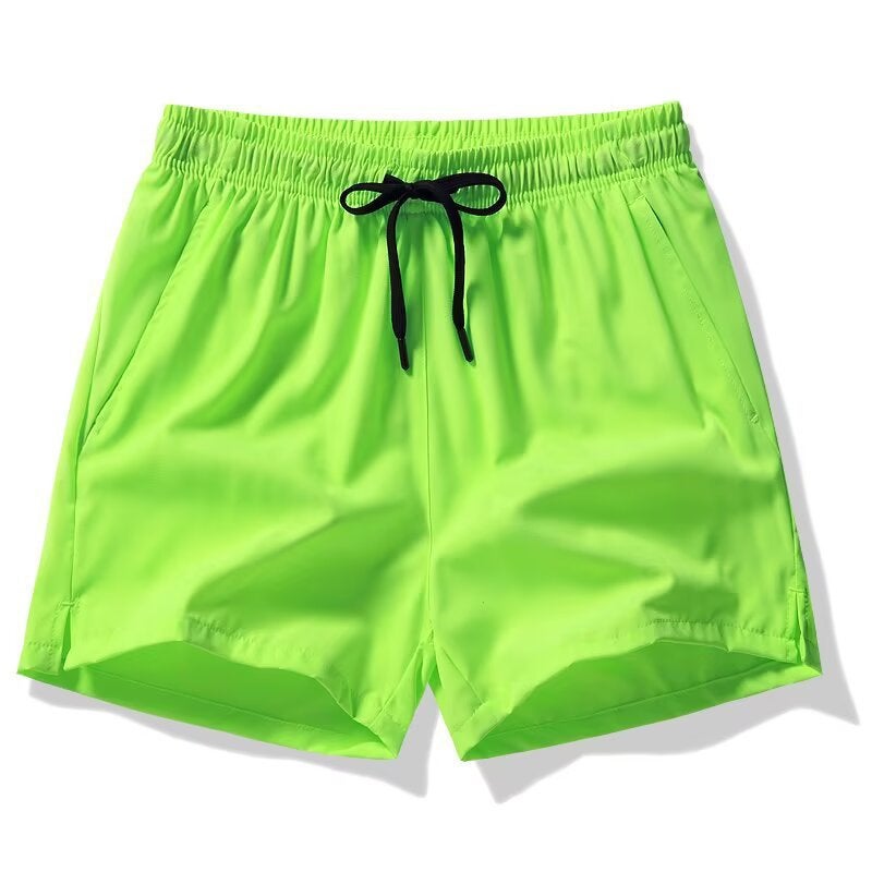 Loose Shorts for Outer Wear, Quick-Drying, Large Size, Loose, Breathable Zipper, Korean Style Printed Foreign Trade Running Ice Silk Pants 1627-fluorescent green 