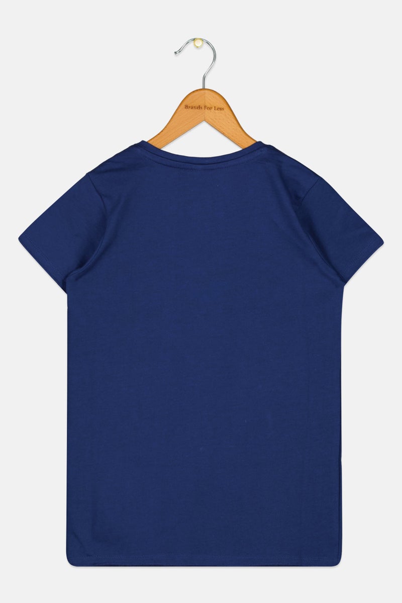 Zivame x Disney Kids Girl Graphic Print Short Sleeve T-Shirt, Navy - Image 3