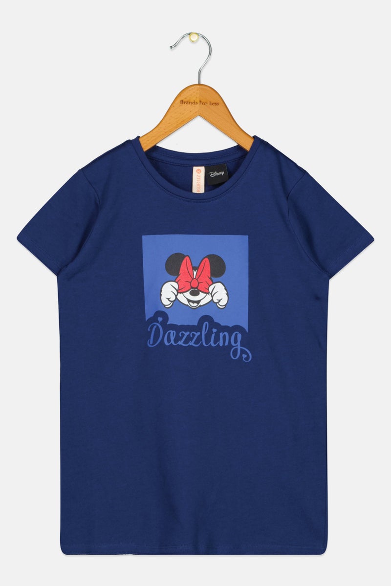 Zivame x Disney Kids Girl Graphic Print Short Sleeve T-Shirt, Navy - Image 2