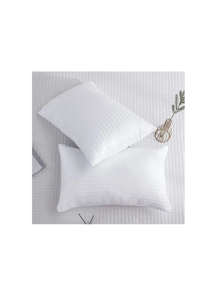 Comfy طقم مريح من 2 وسادة قطنية فاخرة بيضاء مخططة مضادة للحساسية - Image 1