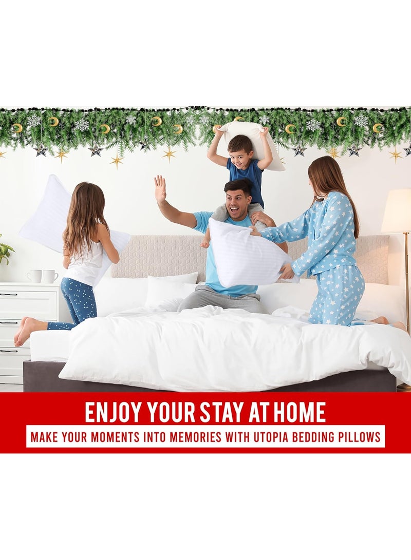 Comfy طقم مريح من 2 وسادة قطنية فاخرة بيضاء مخططة مضادة للحساسية - Image 5