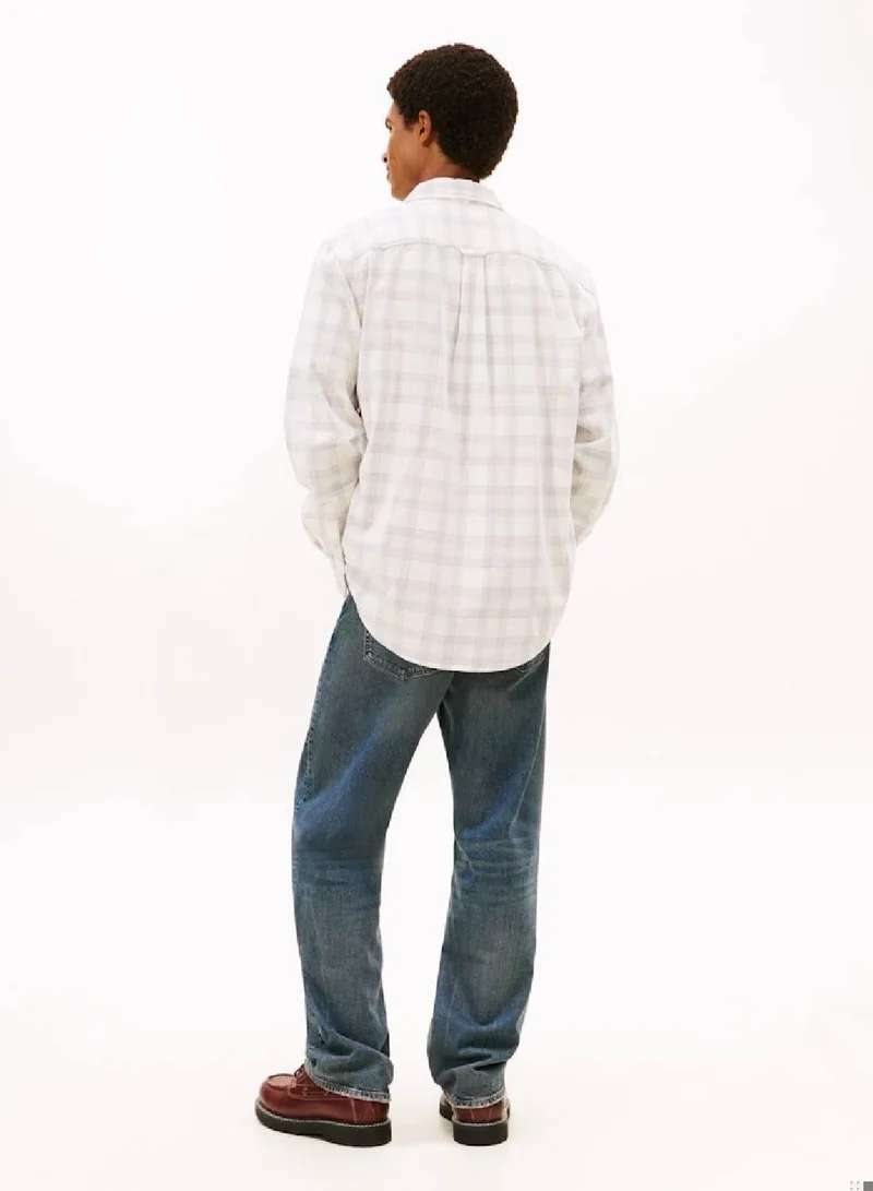 TOMMY JEANS Ancient White/Check Regular Fit Prince Of Wales Check Corduroy Shirt for Men | Best Price UAE