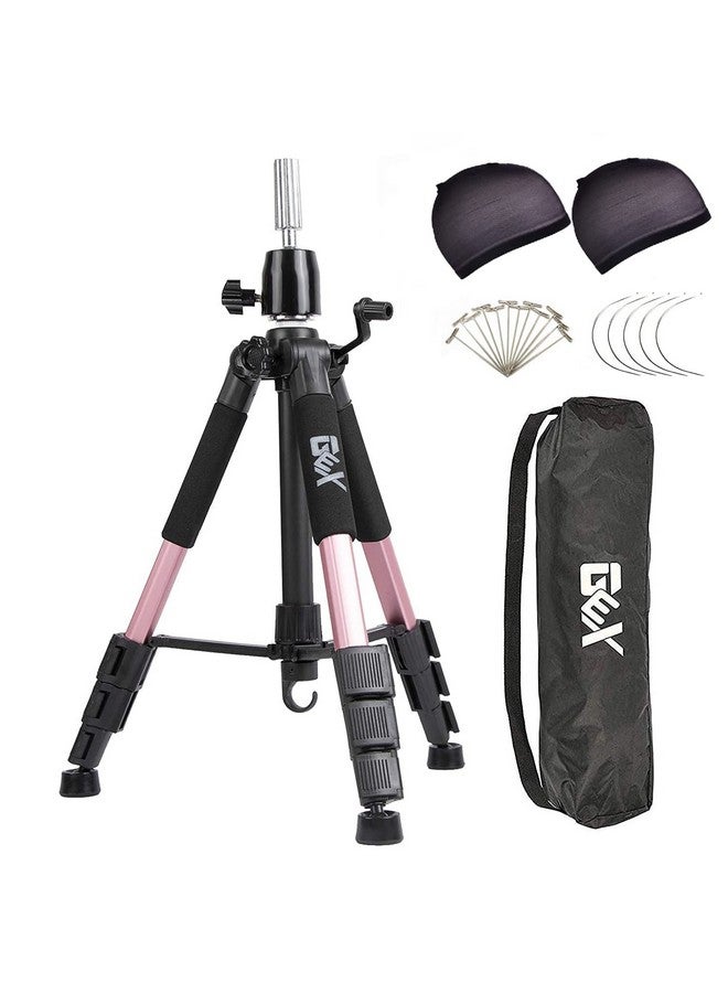 gexworldwide GEX 55" Mannequin Tripod Stand Canvas Block Training Doll Manikin Head Wig Stand for Cosmetology Hairdressing (Rose Gold) - Image 1