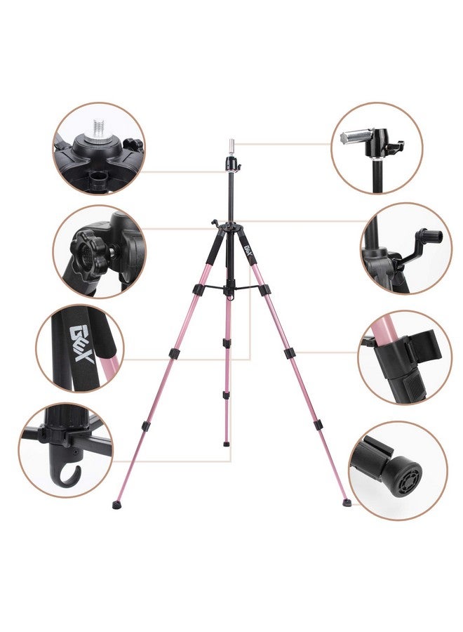 gexworldwide GEX 55" Mannequin Tripod Stand Canvas Block Training Doll Manikin Head Wig Stand for Cosmetology Hairdressing (Rose Gold) - Image 2