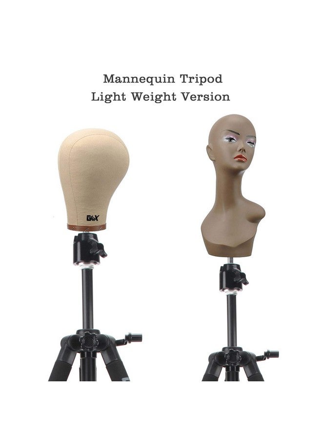 gexworldwide GEX 55" Mannequin Tripod Stand Canvas Block Training Doll Manikin Head Wig Stand for Cosmetology Hairdressing (Rose Gold) - Image 5