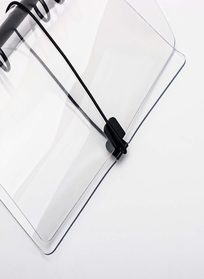 XiowDow Clear A6 Binder with Elastic Band Thick PVC Notebook Cover 6 Black Round Rings Budget Planner Cover Clear Journal Folder Organizer for A6 Binder Pockets Sleeves Pouches Paper Refills - Image 5