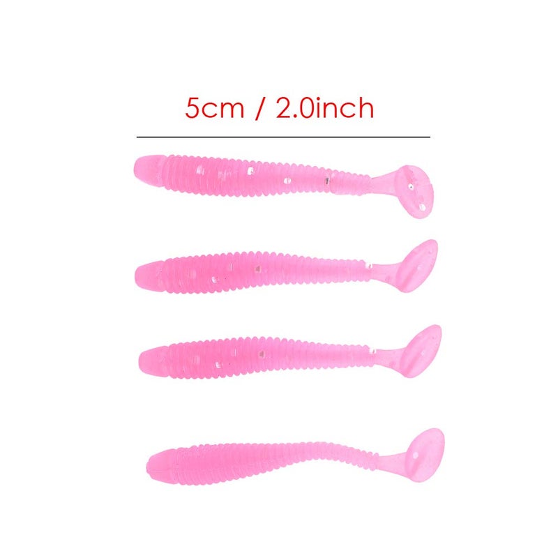 Tbest Worm,Crappie Jigs,50 Pcs 5cm Soft Fishing Lures,Plastic Fishing Bait T Tail Grub Worm Baits Fish Tackle Accessory 9 Colors () - Image 3