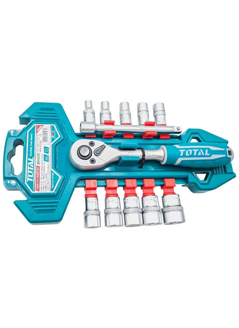 TOTAL Total Socket Set Tool - THT14114126 TOTAL Premium Quality 12 Pcs 1/4″ Chromium-Vanadium  - Image 5