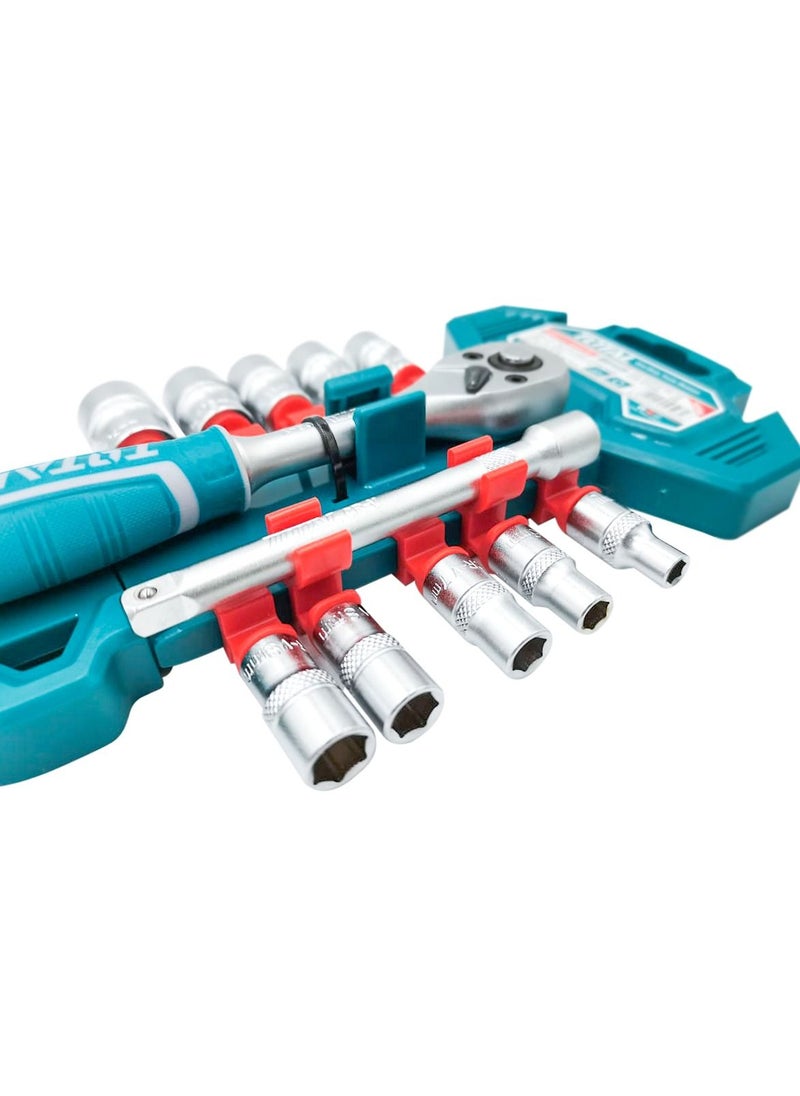 TOTAL - Total Socket Set Tool - THT14114126 TOTAL Premium Quality 12 Pcs 1/4″ Chromium-Vanadium - Image 1