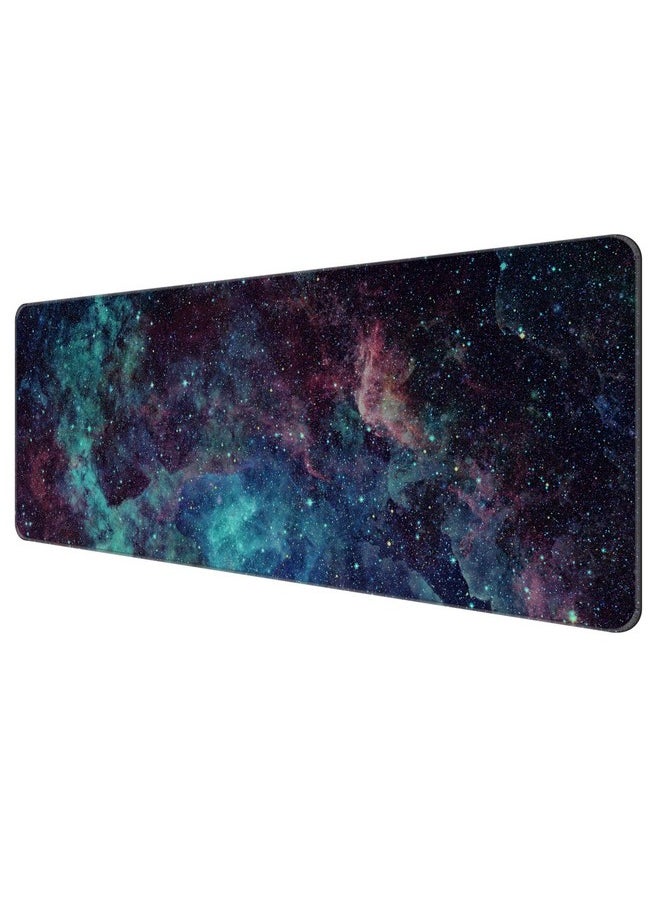 Dynippy - Thin Extended Gaming Mouse Pad （31.5 * 11.8 * 0.08 Inch） With Stitched Edges Large , Long Xxl Keyboard And Mouse Pad Desk Mat For Gaming Office & Home - Galaxy Space - Image 1