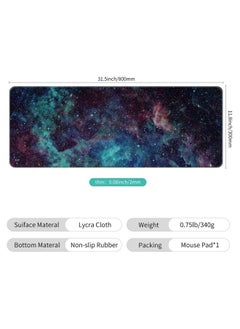 Dynippy Thin Extended Gaming Mouse Pad （31.5 * 11.8 * 0.08 Inch） With Stitched Edges Large , Long Xxl Keyboard And Mouse Pad Desk Mat For Gaming Office & Home - Galaxy Space  - Image 2