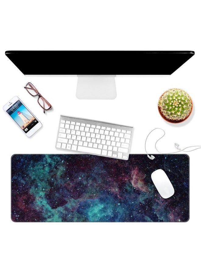 Dynippy - Thin Extended Gaming Mouse Pad （31.5 * 11.8 * 0.08 Inch） With Stitched Edges Large , Long Xxl Keyboard And Mouse Pad Desk Mat For Gaming Office & Home - Galaxy Space - Image 1
