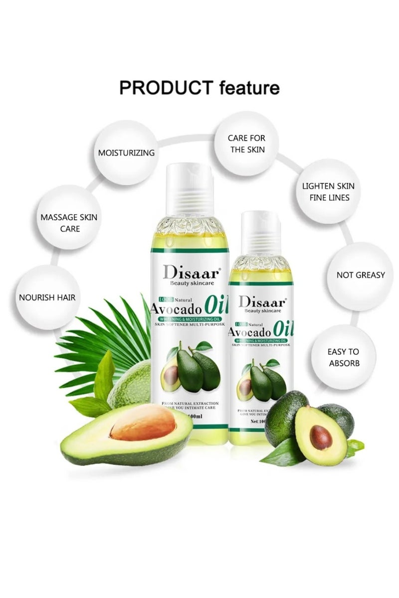 Disaar 100ml Avocado Whitening and Moisturizing Oil Skin Softener Multi Purpose Pure Skin Care Oil Natural Avocado Body Oil Massage Essential Oil Face Oil Nourish Essential Oil Avocado Massage Oil - Image 5