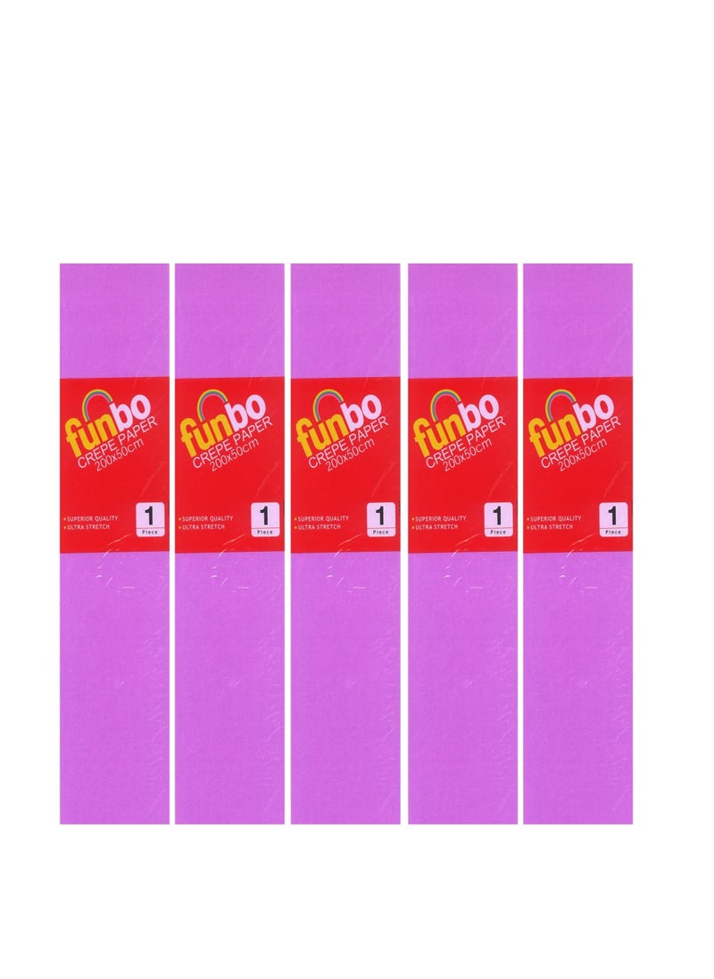 Funbo - 5-Piece Crepe Paper For Art Light Violet Colour 50x200cm Size - Image 1