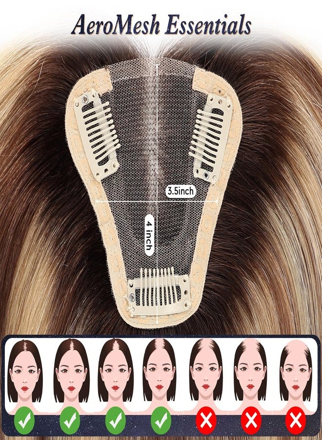 starluck Hair Toppers for Women Real Human Hair No Bangs 3.5"*4"Hand-Tied Swiss Lace Base 12in Ash Blonde 100% Remy Human HairTopper for Women with ThinningHair(2T613/M6/16A#) - Image 2