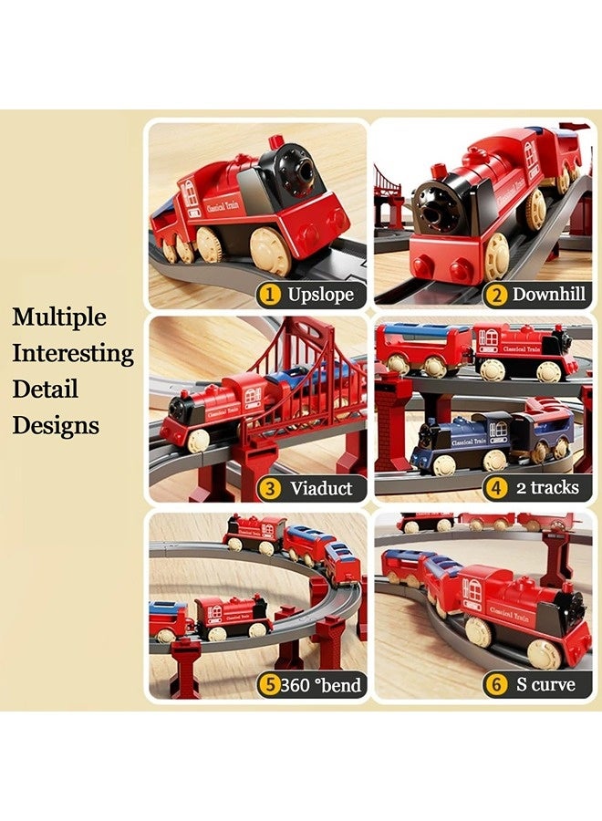 Vixplorn 110CM Train Rail Set, Electric Train Toys Sets, Battery Operated Train Set with Tracks Magnetic Connection, DIY Rail Car Children's Toys with Bridge & Accessories,Birthday present Toys for boys for Ages 3 Years+ (70PCS) - Image 4