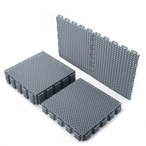 Romlits Fast-Drying Outdoor Decking for Garden, Kennel, Storage Shed, Basement, Garage, Patio, Bathroom, 10 PCS 12''x12''x0.59'' Heavy-Duty Interlocking Decking Tiles, Maximum Bearing Capacity up to 6613 LBs - Image 1