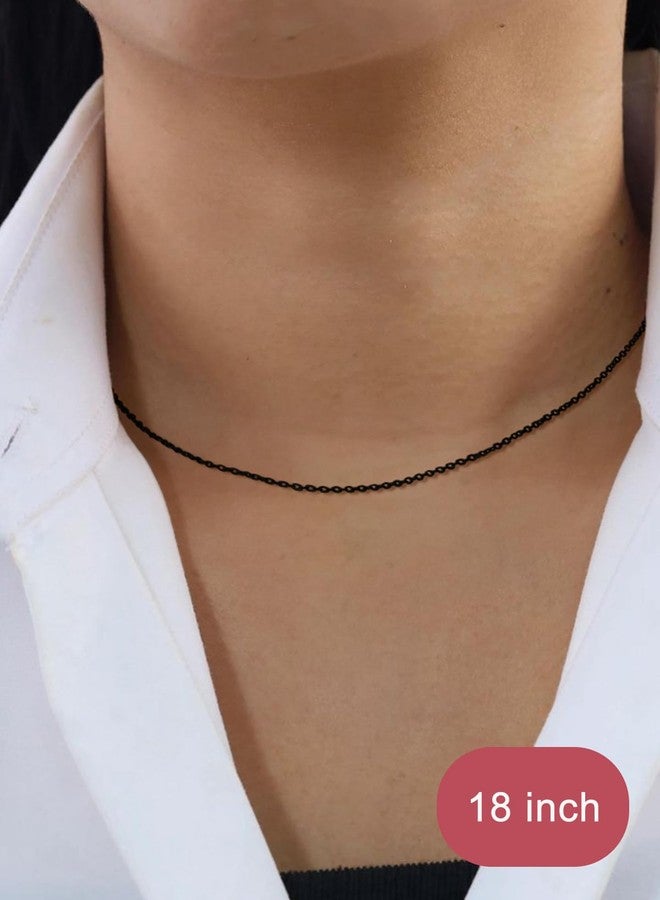 FOCALOOK 1.4mm Thin Black Necklace Chain for Women 18 Inch Stainless Steel Hypoallergenic Rolo Cable Chain Fashion Jewelry for Women - Image 2