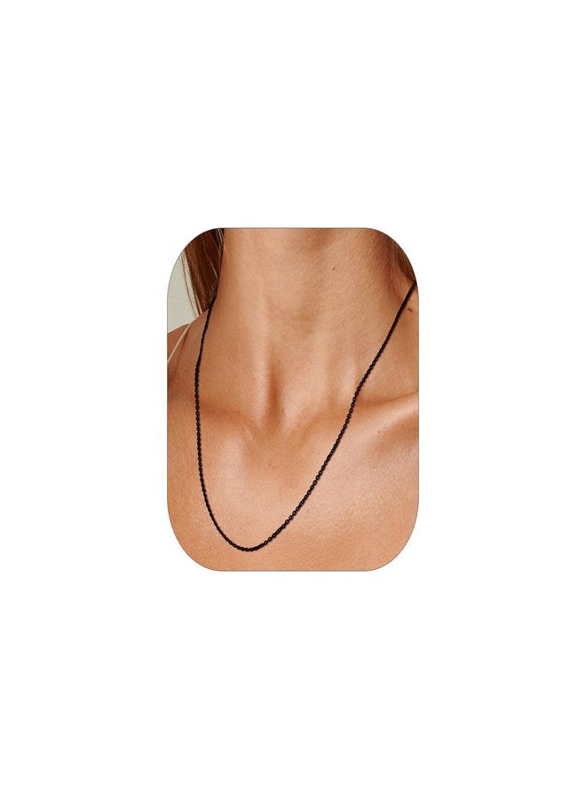 FOCALOOK 1.4mm Thin Black Necklace Chain for Women 18 Inch Stainless Steel Hypoallergenic Rolo Cable Chain Fashion Jewelry for Women - Image 1