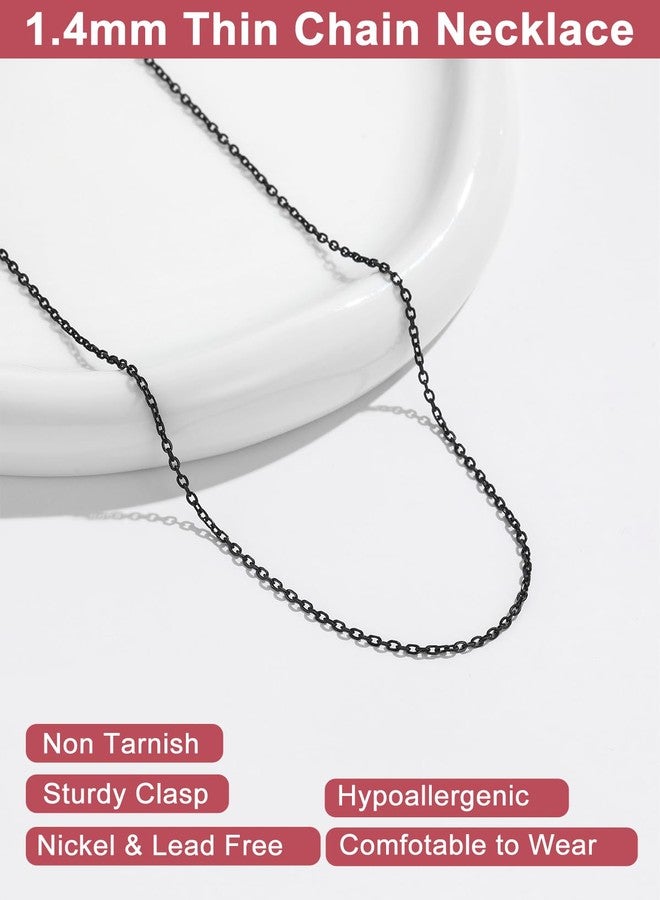 FOCALOOK 1.4mm Thin Black Necklace Chain for Women 18 Inch Stainless Steel Hypoallergenic Rolo Cable Chain Fashion Jewelry for Women - Image 4