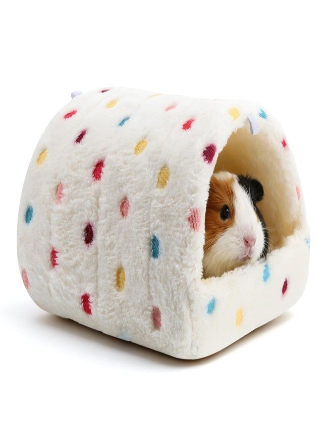 Exircy Warming Guinea Pig Hideout, Washable Guinea Pig Houses Polka Dots Small Animal Hamster House with 2 Hooks for Mouse Parrot Hedgehogs Ferrets Bearded Dragons - Image 1