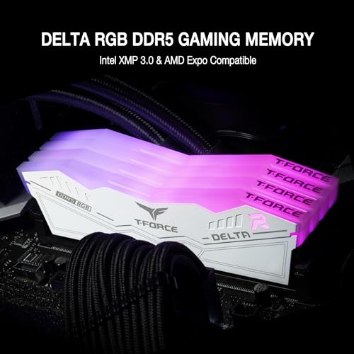 TEAMGROUP T-Force Delta RGB DDR5 Ram 64GB (2x32GB) 6000MHz PC5-48000 CL38 Intel XMP 3.0 & AMD Expo Compatible Desktop Memory Module Ram White FF4D564G6000HC38JDC01 - Image 3