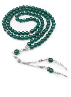 REBUY Islamic Prayer Beads Tasbih Natural Green Jade Stone Misbaha Rosary Tasbeeh Counter 99 Beads Womens Tasbih Prayer Beads, Stone Green Jade, By REBUY, Bead Size 8 mm,  - Image 2