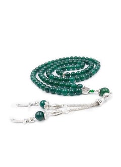 Islamic Prayer Beads Tasbih Natural Green Jade Stone Misbaha Rosary Tasbeeh Counter 99 Beads Womens Tasbih Prayer Beads, Stone Green Jade, By REBUY, Bead Size 8 mm,
